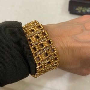 Gold and crystal slip on bangle